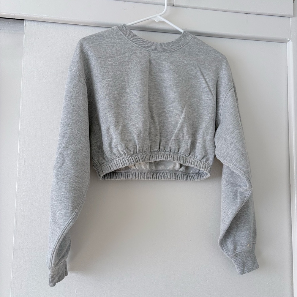 ALO Yoga Light Gray Cropped Sweatshirt